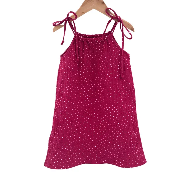 Rochie de vara cu snur pentru fetite, din muselina, Dots, 5-6 ani KDERM56DOTS