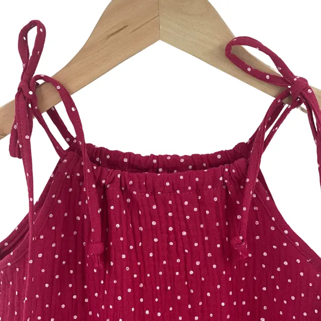 Rochie de vara cu snur pentru fetite, din muselina, Dots, 5-6 ani KDERM56DOTS
