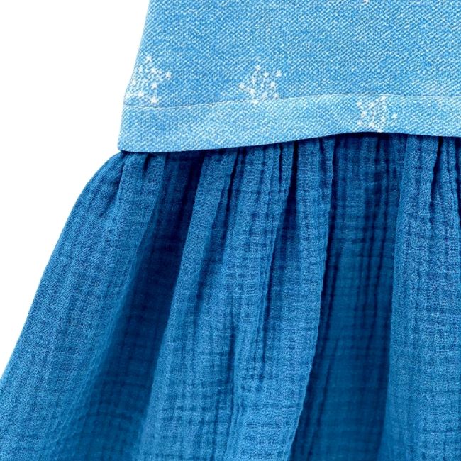 Rochita de vara din jersey cu fustita muselina, Deep Blue, 3-4 ani KDERVJM34DBLUE