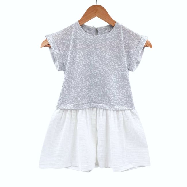 Rochita de vara din jersey cu fustita muselina, Pearl, 4-5 ani KDERVJM45PEARL