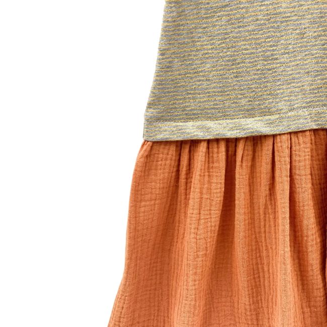 Rochita de vara din jersey cu fustita muselina, Summer Toffee, 6-7 ani KDERVJM67STOFFEE