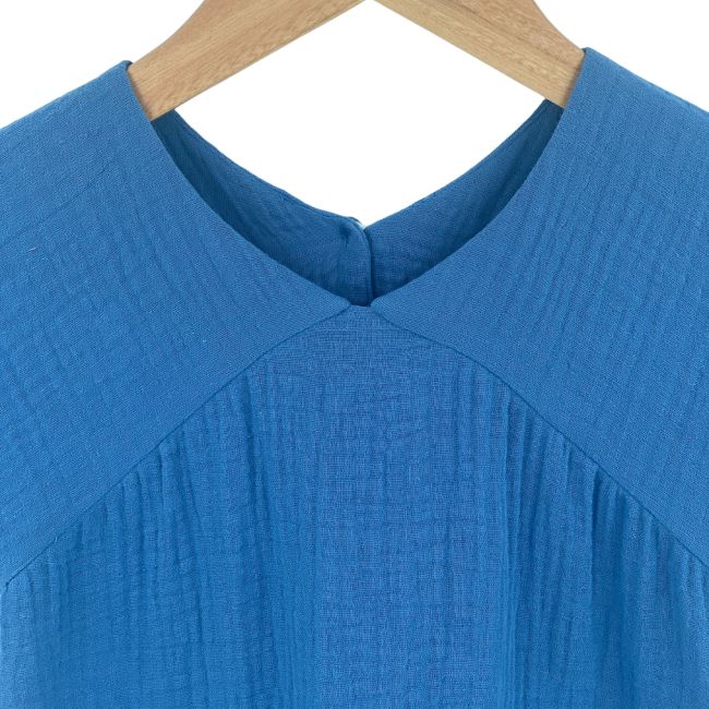Rochita dreapta cu maneca dublata, din muselina, Deep Blue, 2-3 ani KDERDMDM23DBLUE