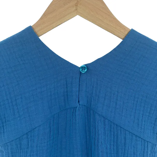 Rochita dreapta cu maneca dublata, din muselina, Deep Blue, 5-6 ani KDERDMDM56DBLUE