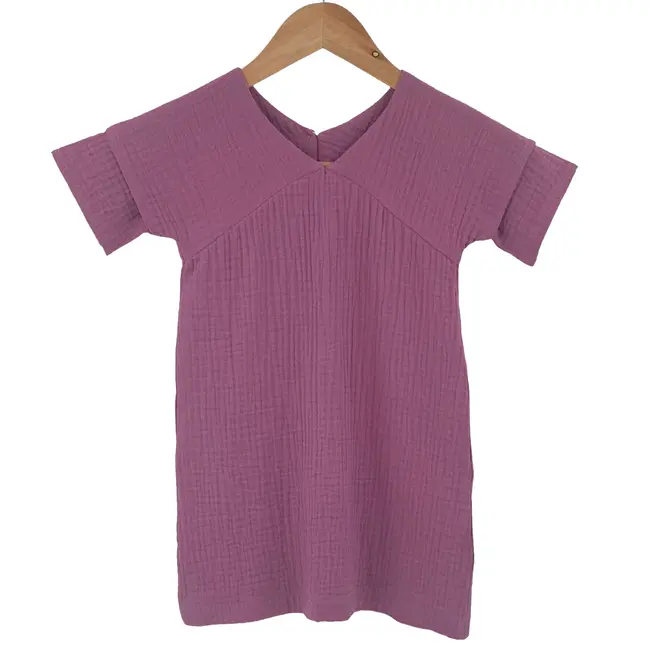 Rochita dreapta cu maneca dublata, din muselina, Lavender, 3-4 ani KDERDMDM34LAVENDER