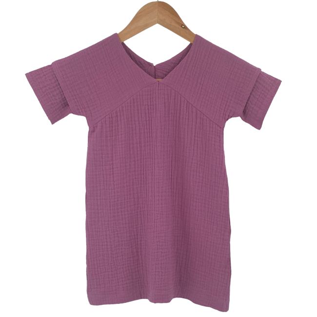 Rochita dreapta cu maneca dublata, din muselina, Lavender, 3-4 ani KDERDMDM34LAVENDER
