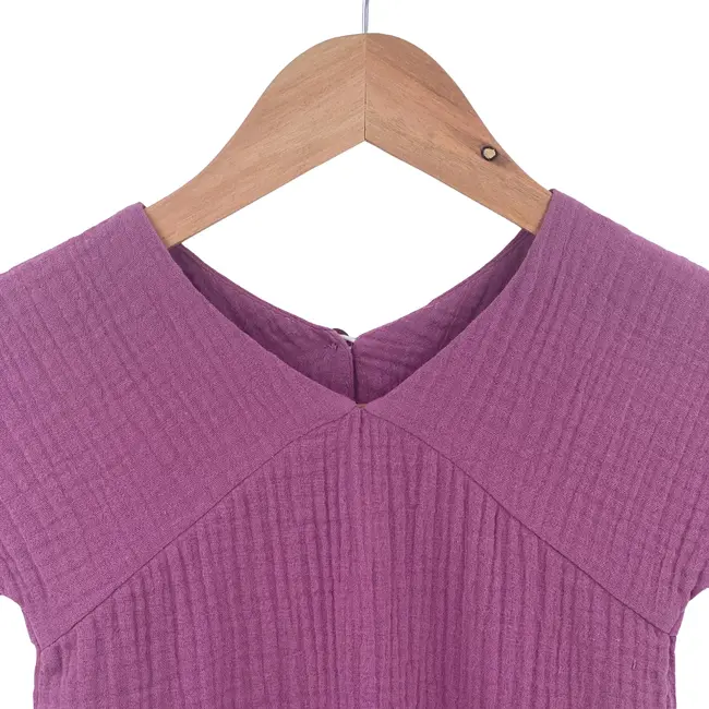 Rochita dreapta cu maneca dublata, din muselina, Lavender, 5-6 ani KDERDMDM56LAVENDER