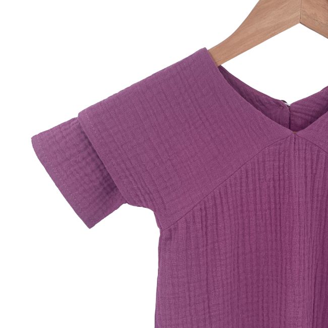 Rochita dreapta cu maneca dublata, din muselina, Lavender, 5-6 ani KDERDMDM56LAVENDER