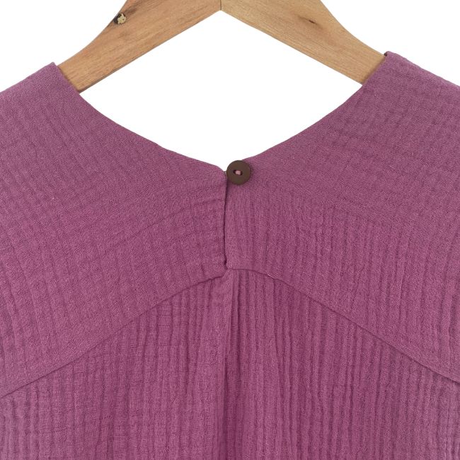 Rochita dreapta cu maneca dublata, din muselina, Lavender, 5-6 ani KDERDMDM56LAVENDER
