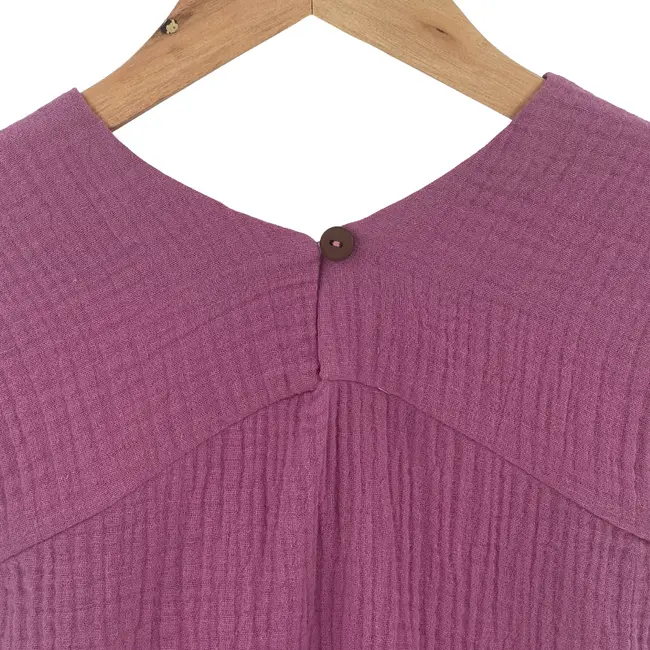 Rochita dreapta cu maneca dublata, din muselina, Lavender, 6-7 ani KDERDMDM67LAVENDER