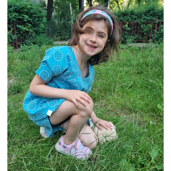 Rochita dreapta cu maneca dublata, din muselina, Nice Mandala, 3-4 ani KDERDMDM34NICEM