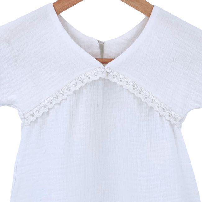 Rochita dreapta cu maneca dublata, din muselina, Pearl, 3-4 ani KDERDMDM34PEARL