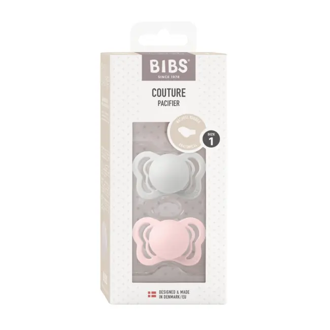 Bibs - set 2 suzete couture latex, tetina anatomica, 0 luni +-haze/blossom bbb1800310