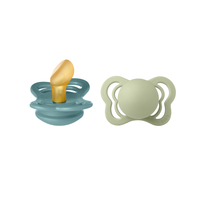 Bibs - set 2 suzete couture latex, tetina anatomica, 0 luni +-island sea/sage bbb1800306