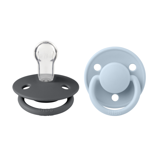 Bibs - set 2 suzete de lux silicon, tetina rotunda, marime universala-iron/baby blue bbb150212