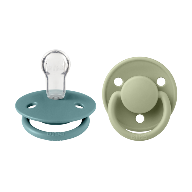 Bibs - set 2 suzete de lux silicon, tetina rotunda, marime universala-island sea/sage bbb150226