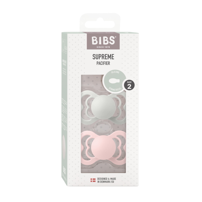 Bibs - set 2 suzete supreme silicon, tetina simetrica, 6 luni +-haze/blossom bbb260352