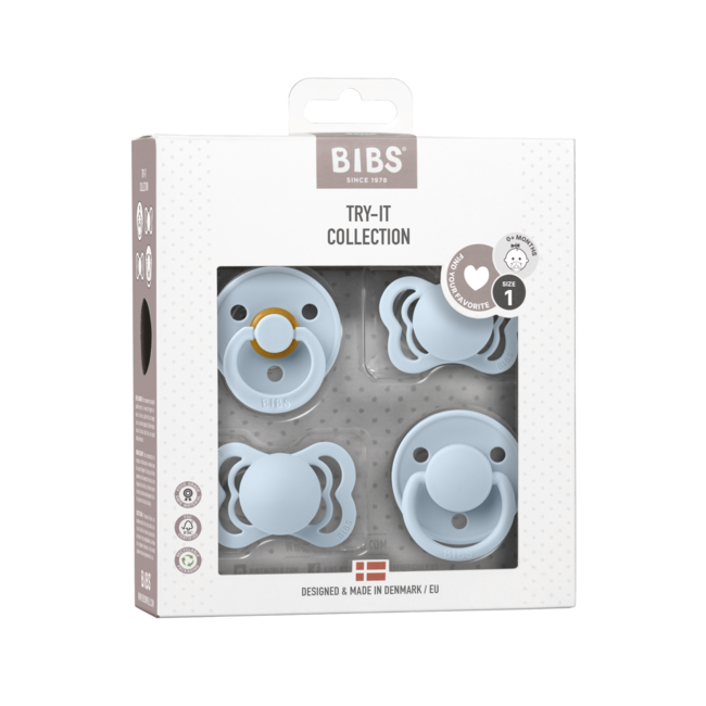Bibs - set 4 suzete try-it collection 0 luni +-baby blue bbb91342