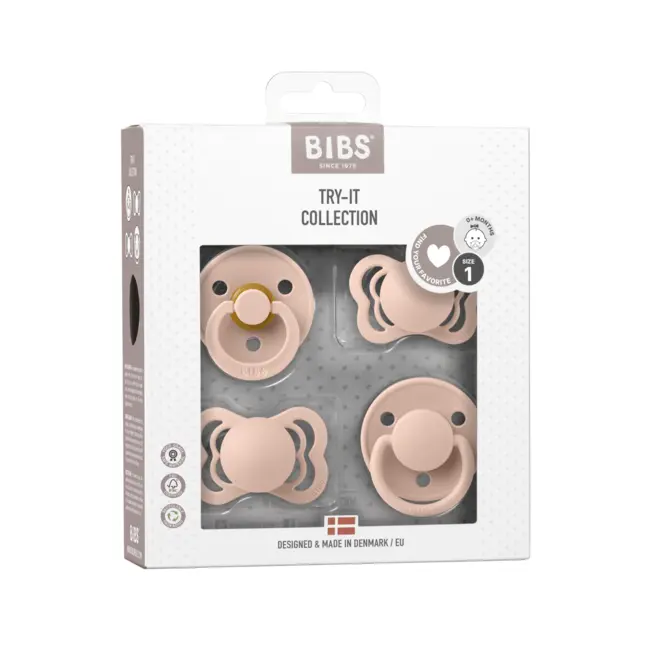 Bibs - set 4 suzete try-it collection 0 luni +-blush bbb91341