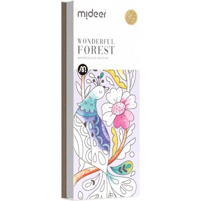 Carte de colorat cu apa,  pensula de pictat si culori incluse, 19 x 8 x 1.3 cm,  Wonderful Forest Mideer MD4194 BBJMD4194_Initiala