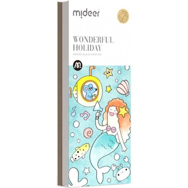 Carte de colorat cu apa,  pensula de pictat si culori incluse, 19 x 8 x 1.3 cm, Wonderful Holiday Mideer MD4226 BBJMD4226_Initiala