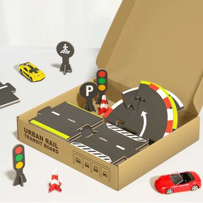 Circuit masini din carton, 38 piese Mideer MD6176 BBJMD6176_Initiala