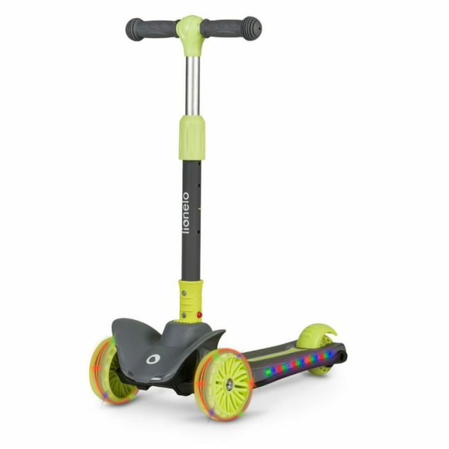 Lionelo - Trotineta Timy, Copii, Pliabila, Pana la 50 Kg, Cu design ergonomic, Cu lumini LED, 26,5 x 60 x 64-76 cm, 3 ani+, Verde BYNLOE-TIMMY_GREEN_LIME