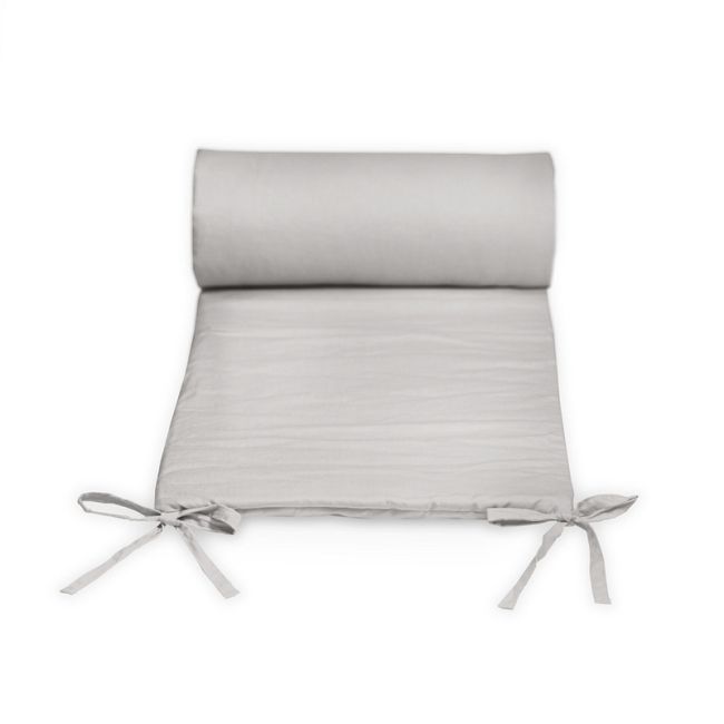 Petite&Mars - Aparatoare pentru patut 120x60 cm, Tilly, Cu panglici, Din bumbac, Lungime 180 cm, Inaltime 36 cm, Gri deschis BYN354206
