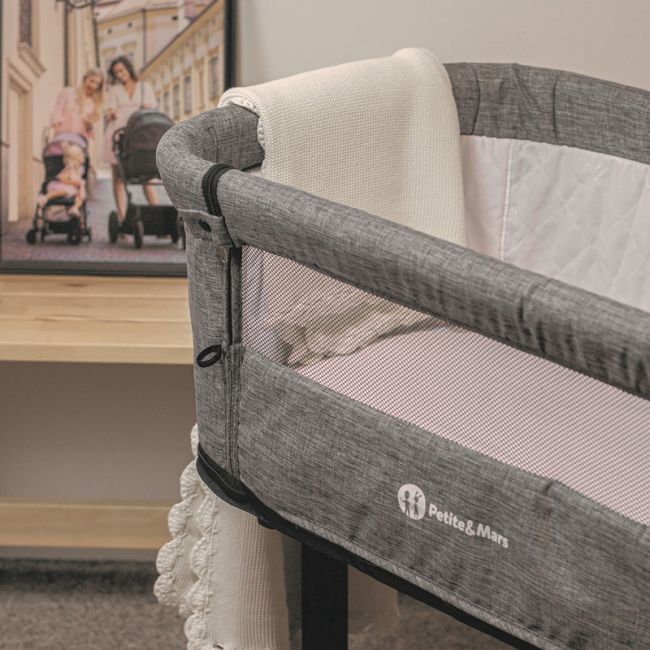 Petite&Mars - Cearceaf elastic impermeabil, Pentru patut co-sleeper, Din bumbac, 84x50 cm, 0 luni+, Alb BYN314401