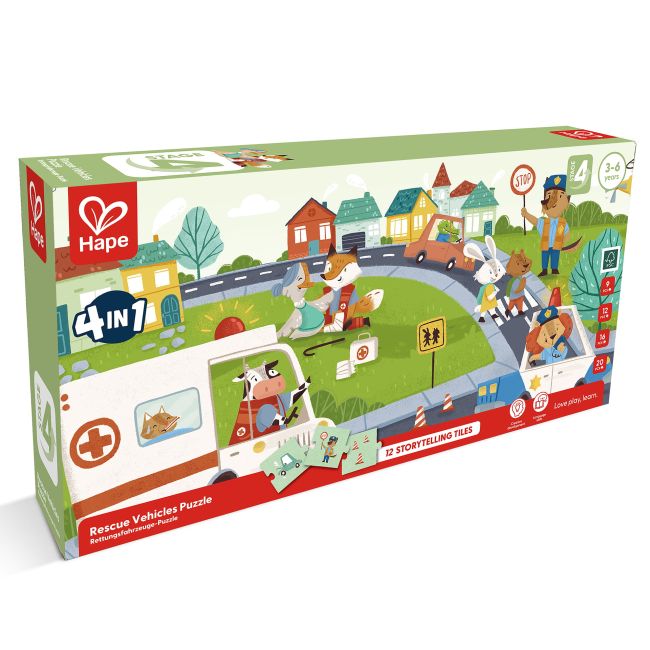 Puzzle pentru copii Vehicule de salvare (4 in 1) si joc storytelling TSGE1639A