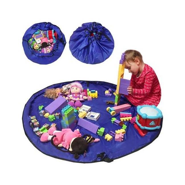 Sac depozitare jucarii si covor pentru joaca 150 cm Kruzzel MY6840 BBJMY6840_Albastru