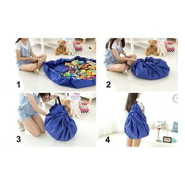 Sac depozitare jucarii si covor pentru joaca 150 cm Kruzzel MY6840 BBJMY6840_Albastru
