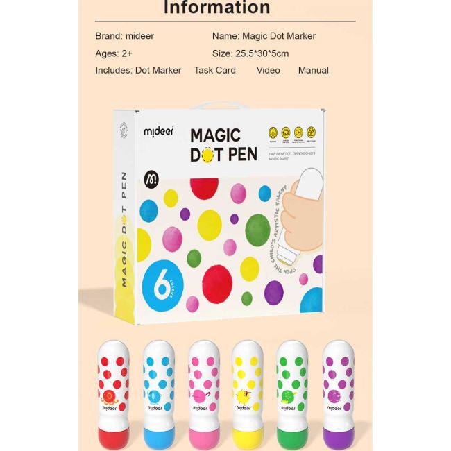 Set 6 carioci lavabile Dot Marker Mideer MD6200 BBJMD6200_Initiala