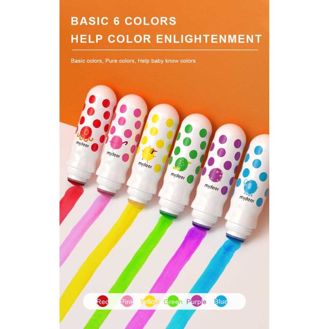 Set 6 carioci lavabile Dot Marker Mideer MD6200 BBJMD6200_Initiala