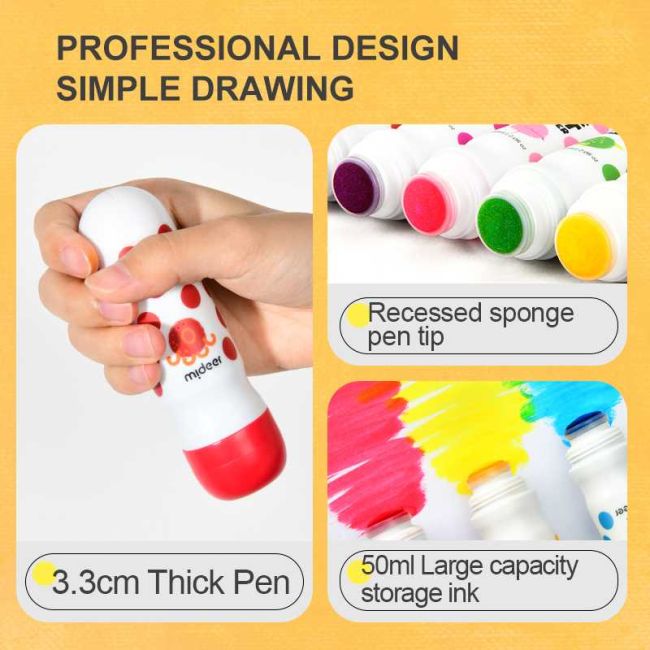 Set 6 carioci lavabile Dot Marker Mideer MD6200 BBJMD6200_Initiala