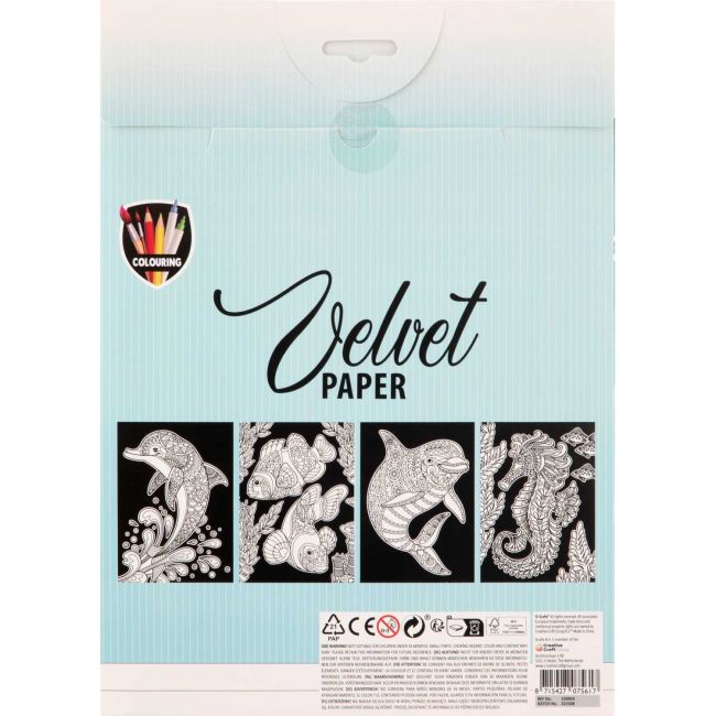 Set pictura 4 planse de colorat catifelate Velvet Paper 30x21 cm Grafix GR150054 BBJGR150054_Delfin