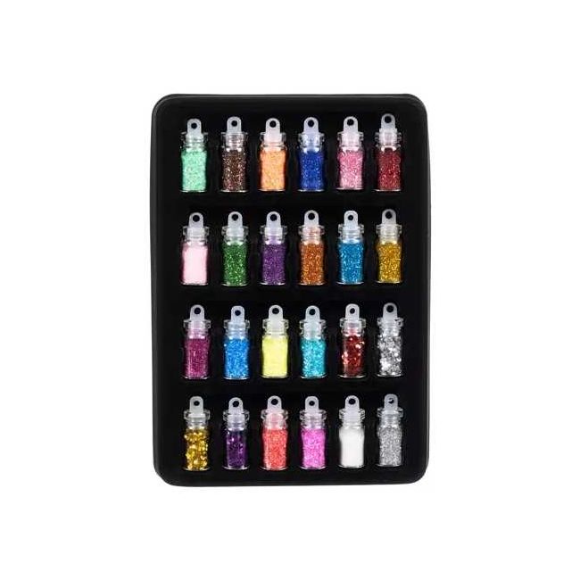 Set tatuaje cu sclipici 24 culori, 186 sabloane Kruzzel MY18119 BBJMY18119_Initiala