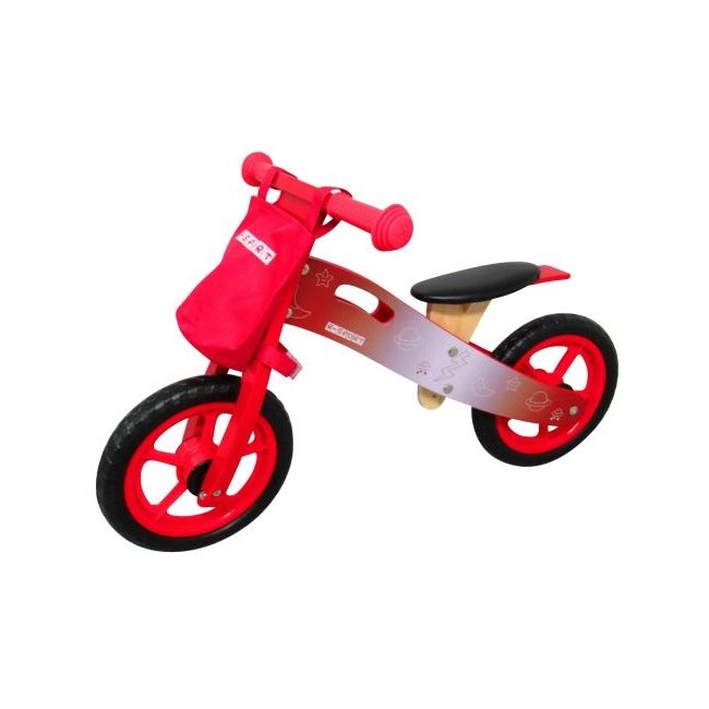 Bicicleta fara pedale din lemn cu roti din spuma eva r10 r-sport - rosu edeedits002red