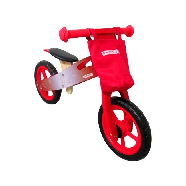 Bicicleta fara pedale din lemn cu roti din spuma eva r10 r-sport - rosu edeedits002red