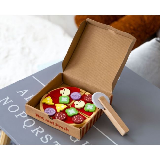 Jucarie interactiva de lemn sub forma de pizza ecotoys 4221 edeedi4221