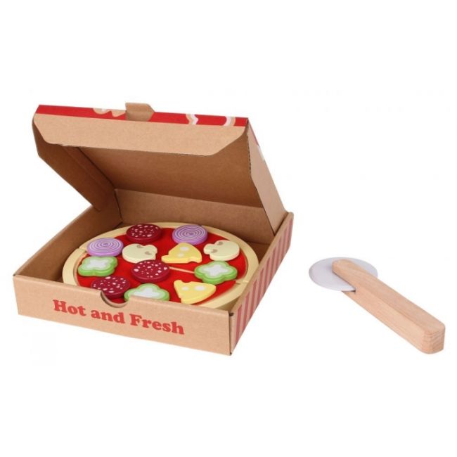 Jucarie interactiva de lemn sub forma de pizza ecotoys 4221 edeedi4221