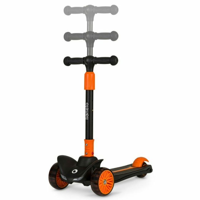 Lionelo - Trotineta Timy, Copii, Pliabila, Pana la 50 Kg, Cu design ergonomic, Cu lumini LED, 26,5 x 60 x 64-76 cm, 3 ani+, Portocaliu/Negru BYNLOE-TIMMY_ORANGE_BLACK