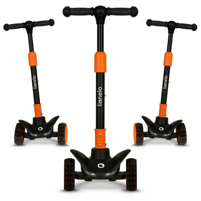Lionelo - Trotineta Timy, Copii, Pliabila, Pana la 50 Kg, Cu design ergonomic, Cu lumini LED, 26,5 x 60 x 64-76 cm, 3 ani+, Portocaliu/Negru BYNLOE-TIMMY_ORANGE_BLACK