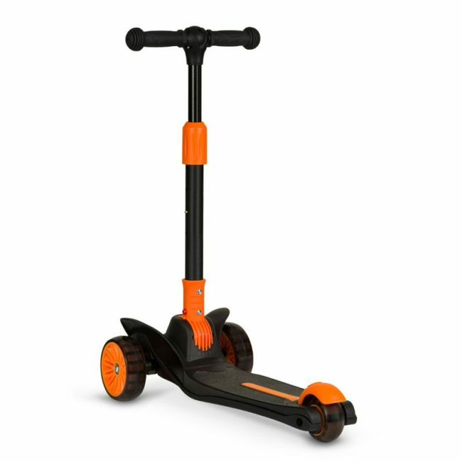 Lionelo - Trotineta Timy, Copii, Pliabila, Pana la 50 Kg, Cu design ergonomic, Cu lumini LED, 26,5 x 60 x 64-76 cm, 3 ani+, Portocaliu/Negru BYNLOE-TIMMY_ORANGE_BLACK