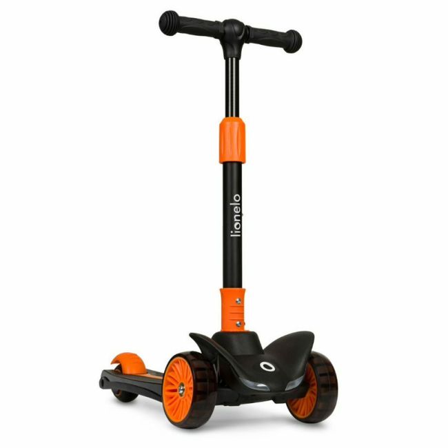 Lionelo - Trotineta Timy, Copii, Pliabila, Pana la 50 Kg, Cu design ergonomic, Cu lumini LED, 26,5 x 60 x 64-76 cm, 3 ani+, Portocaliu/Negru BYNLOE-TIMMY_ORANGE_BLACK