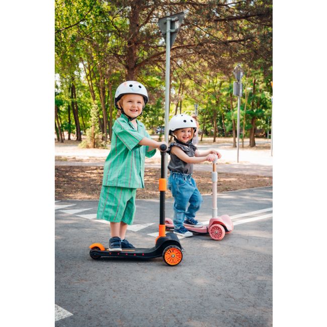 Lionelo - Trotineta Timy, Copii, Pliabila, Pana la 50 Kg, Cu design ergonomic, Cu lumini LED, 26,5 x 60 x 64-76 cm, 3 ani+, Roz BYNLOE-TIMMY_PINK_ROSE