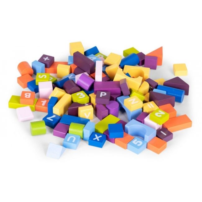 Set educational cu blocuri din lemn, 108 piese, ecotoys me434 edeedime434