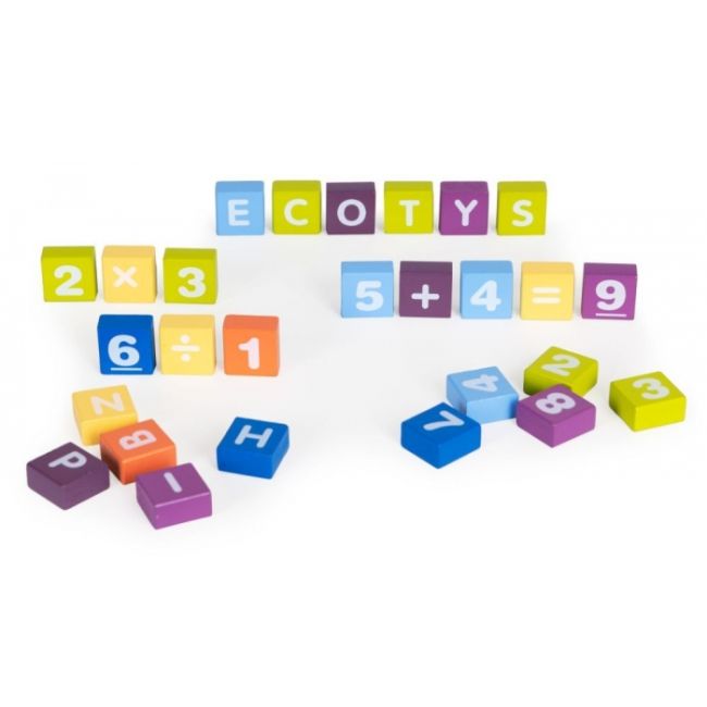 Set educational cu blocuri din lemn, 108 piese, ecotoys me434 edeedime434