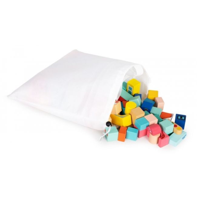 Set educational cu blocuri din lemn si covoras tip puzzle, 88 piese, city ecotoys ma705 edeedima705