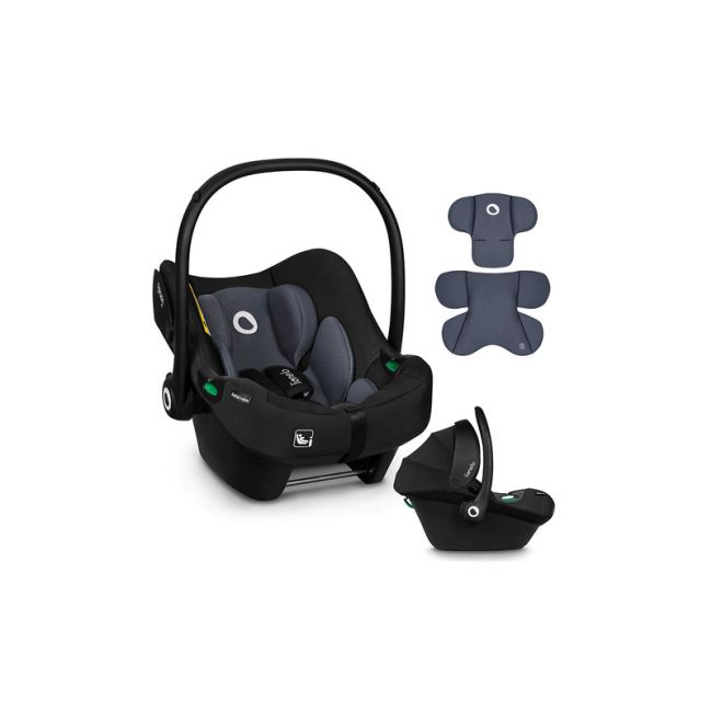 Lionelo - Soica auto i-Size Astrid, 0-13 Kg, 40-87 cm, Cu maner si capotina reglabile, Cu protectie laterala avansata, Salteluta confortabila , Conform cu standardul european de securitate R129, Negru/Gri BYNLO-ASTRID_I-SIZE_BLACK_GREY