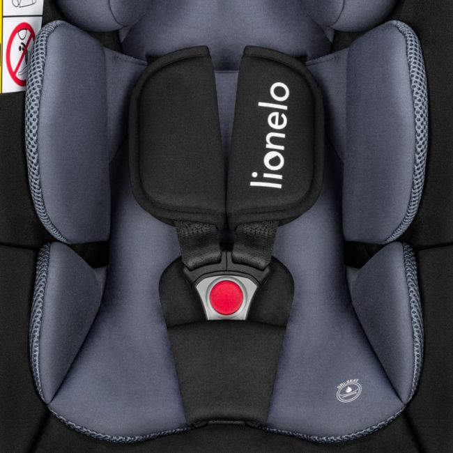 Lionelo - Soica auto i-Size Astrid, 0-13 Kg, 40-87 cm, Cu maner si capotina reglabile, Cu protectie laterala avansata, Salteluta confortabila , Conform cu standardul european de securitate R129, Negru/Gri BYNLO-ASTRID_I-SIZE_BLACK_GREY